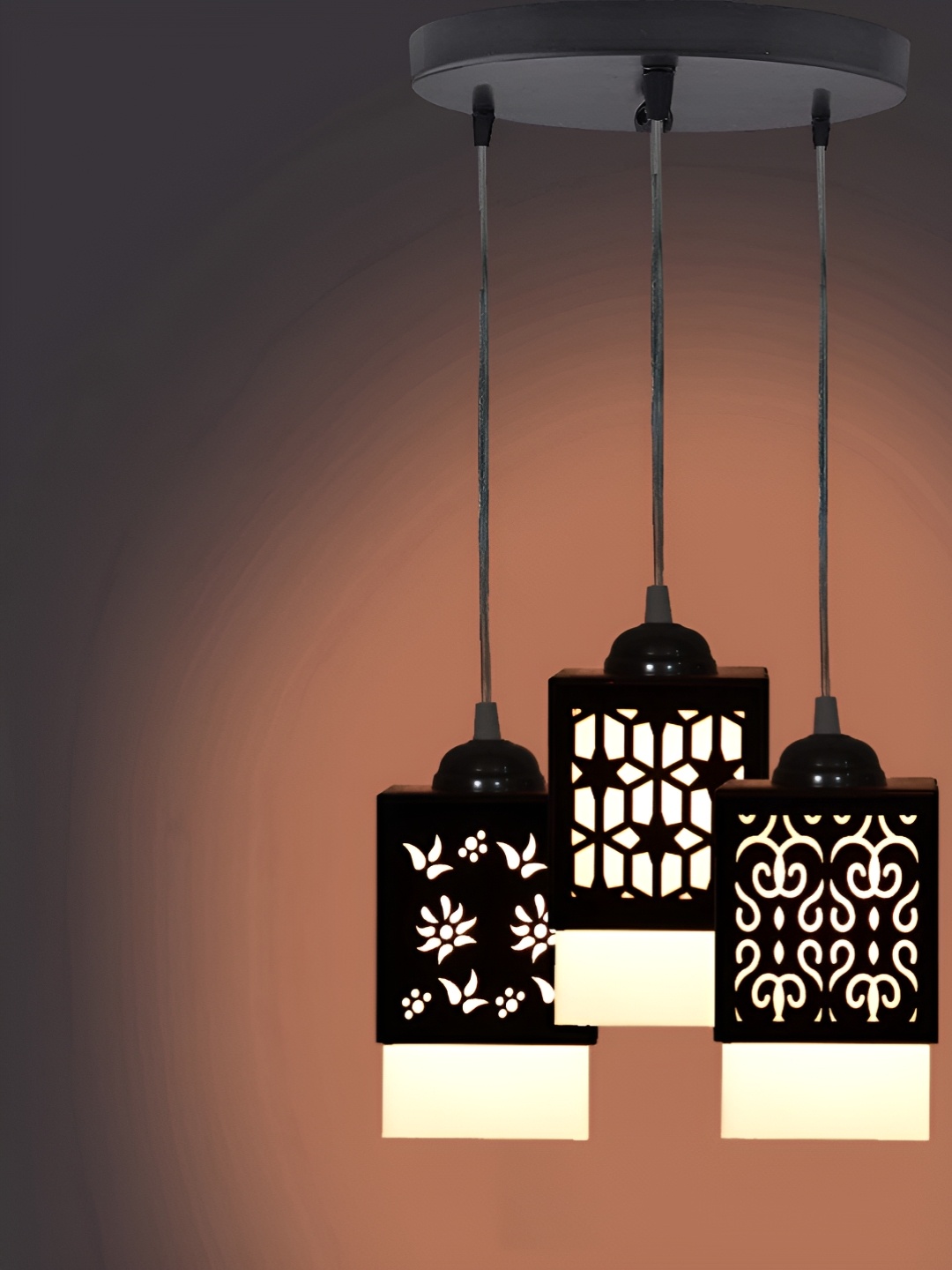 

Gojeeva Black & White Textured Wooden Square Shaped Wall Lamp