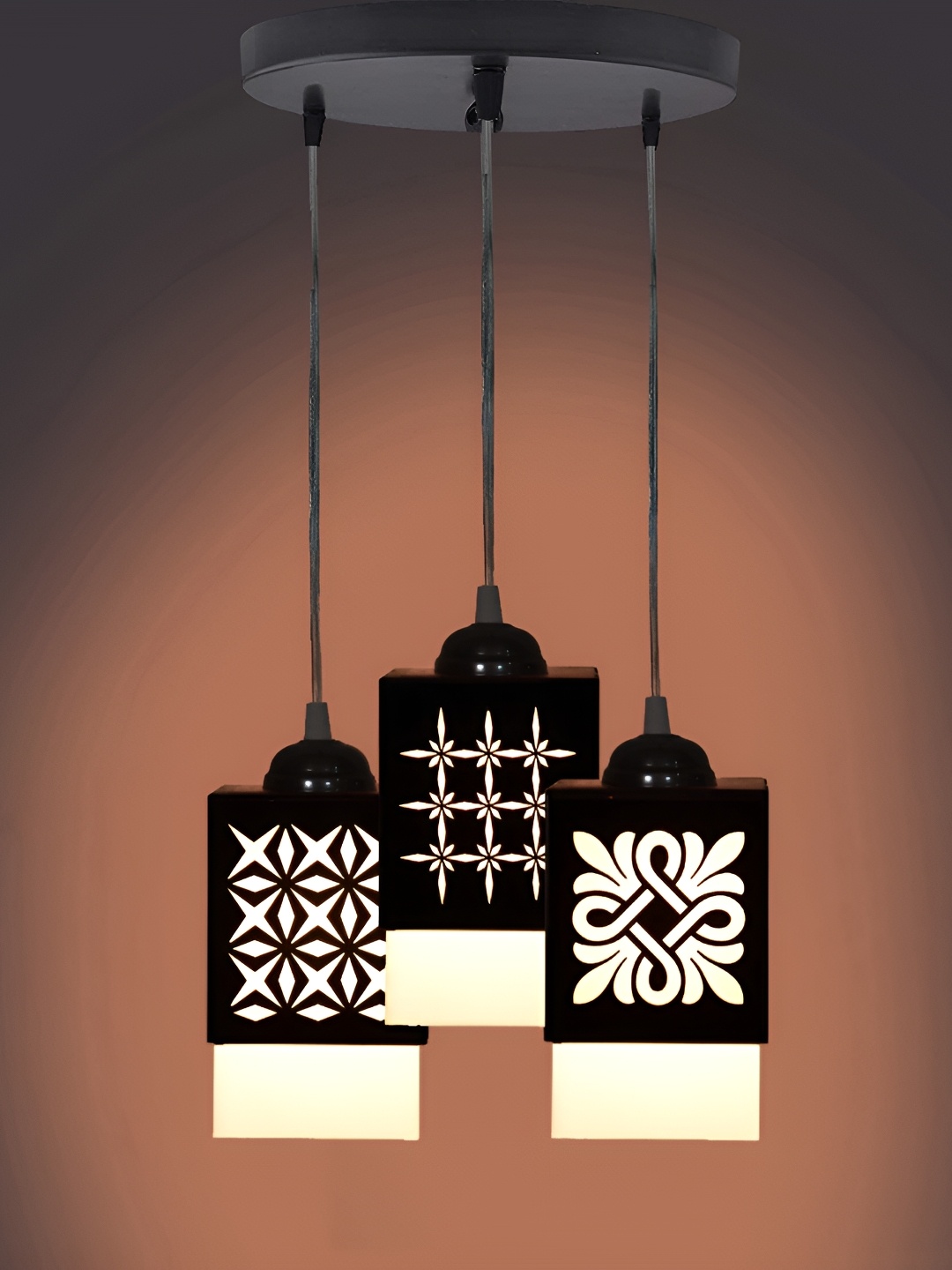 

Gojeeva Black & White Textured Wooden Square Shaped Wall Lamp