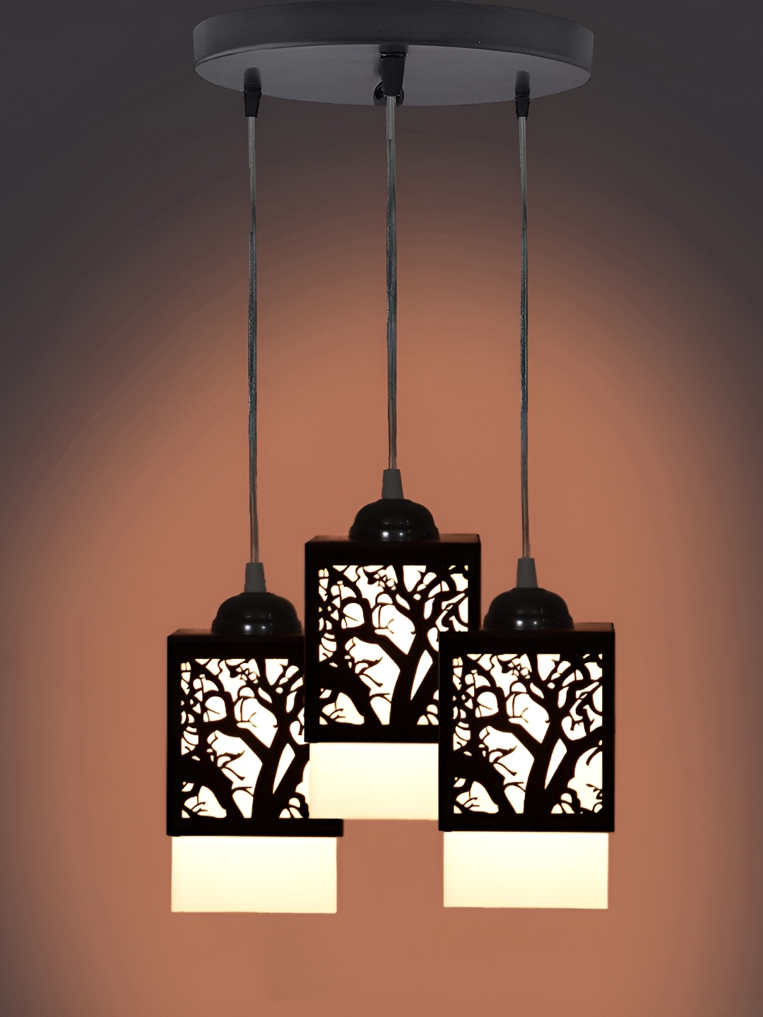 

Gojeeva Black & White Textured Wooden Square Shaped Wall Lamp