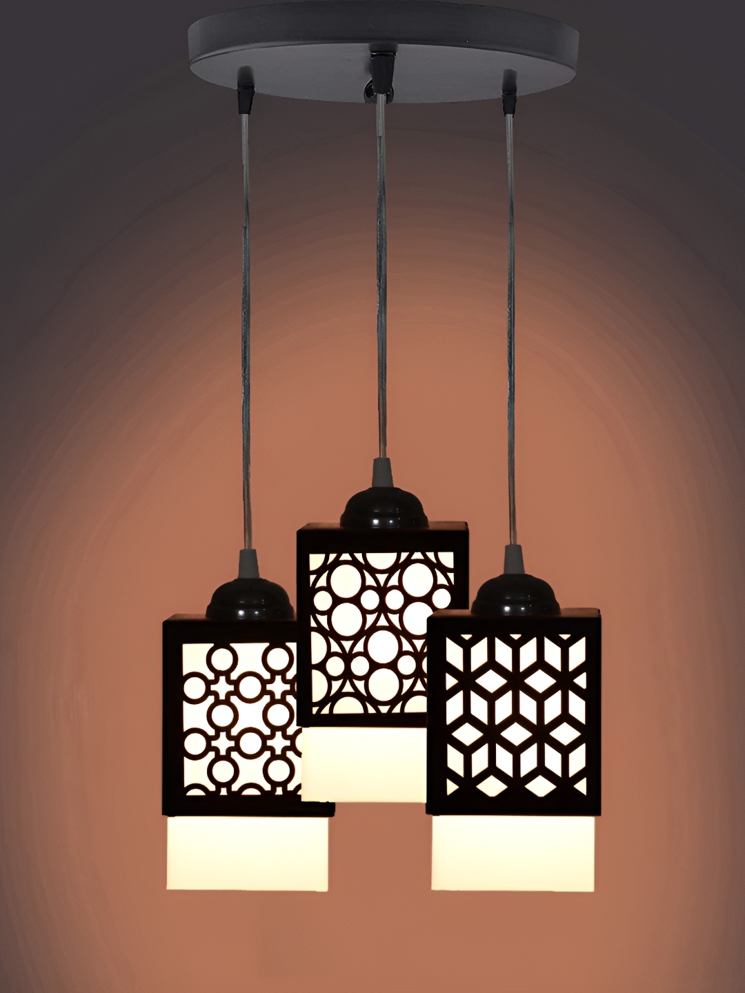 

Gojeeva Black & White Textured Wooden Square Shaped Wall Lamp