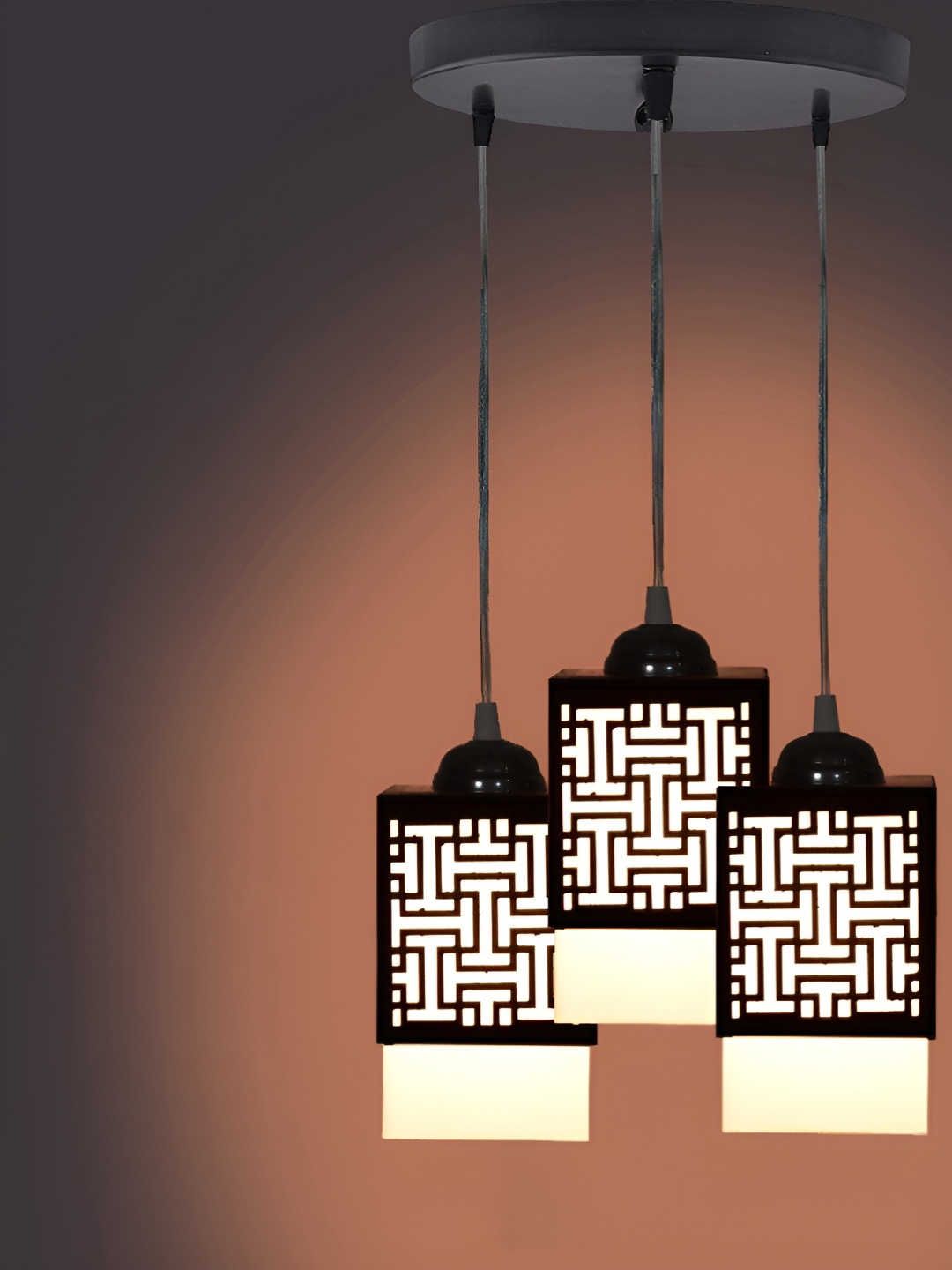 

Gojeeva Black & White Textured Wooden Square Shaped Wall Lamp