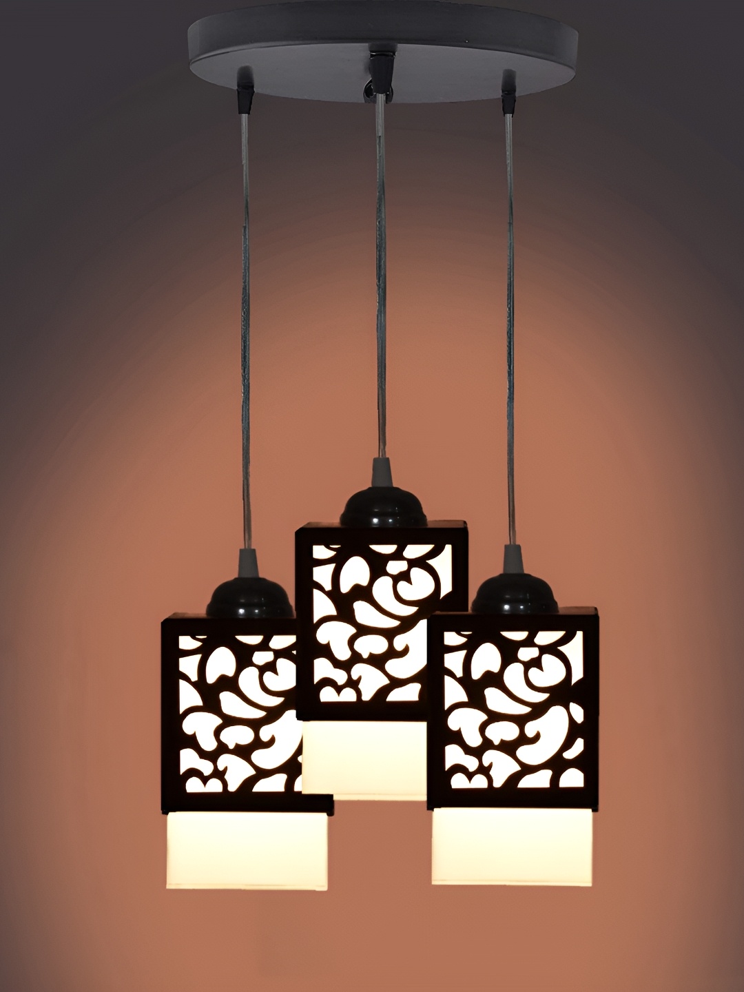 

Gojeeva Black & White Textured Wooden Square Shaped Wall Lamp