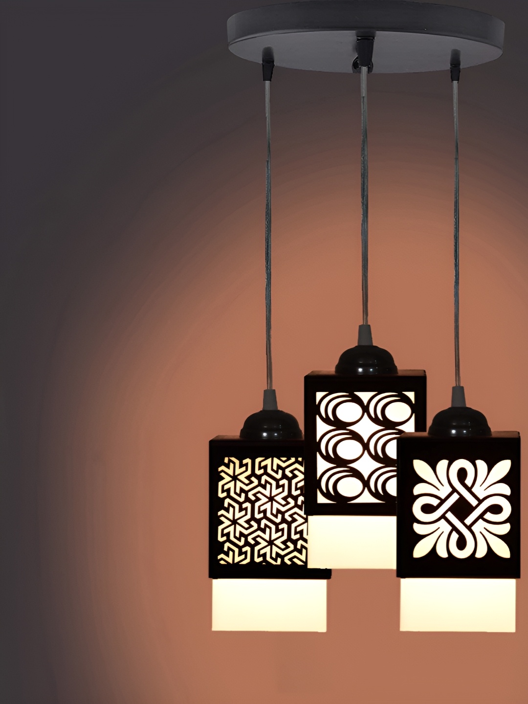 

Gojeeva Black & White Textured Wooden Square Shaped Wall Lamp