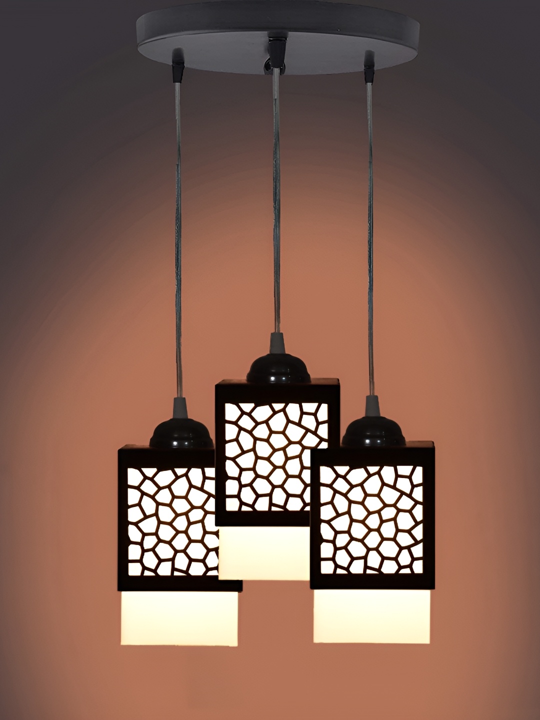 

Gojeeva Black & White Textured Wooden Square Shaped Wall Lamp