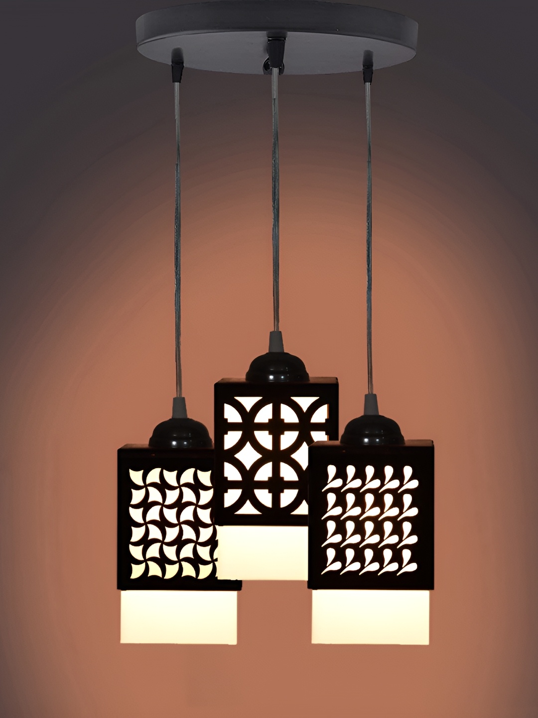 

Gojeeva Black & White Textured Wooden Square Shaped Wall Lamp