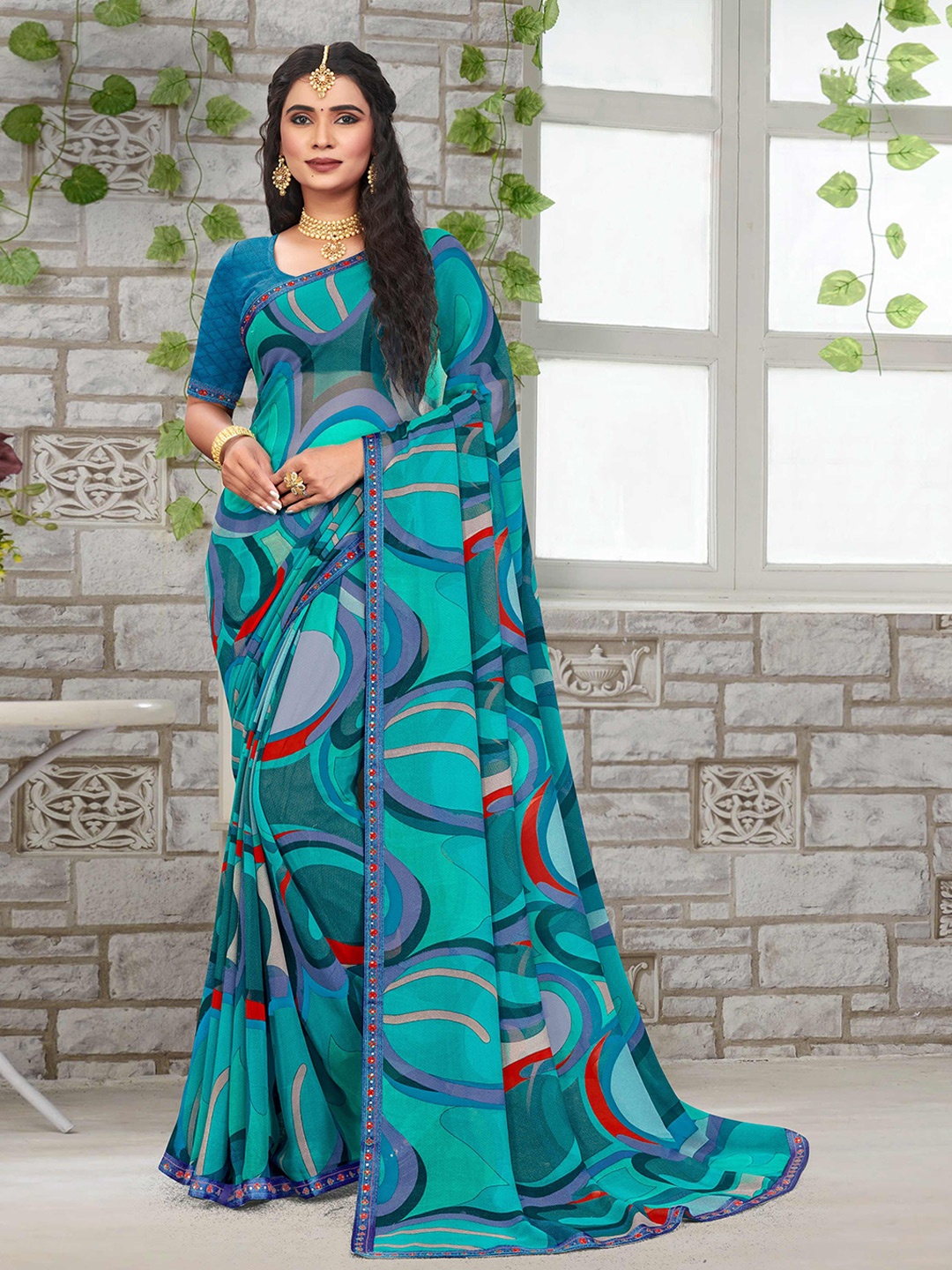

Laxmipati Embroidered Printed Celebrity Saree, Blue