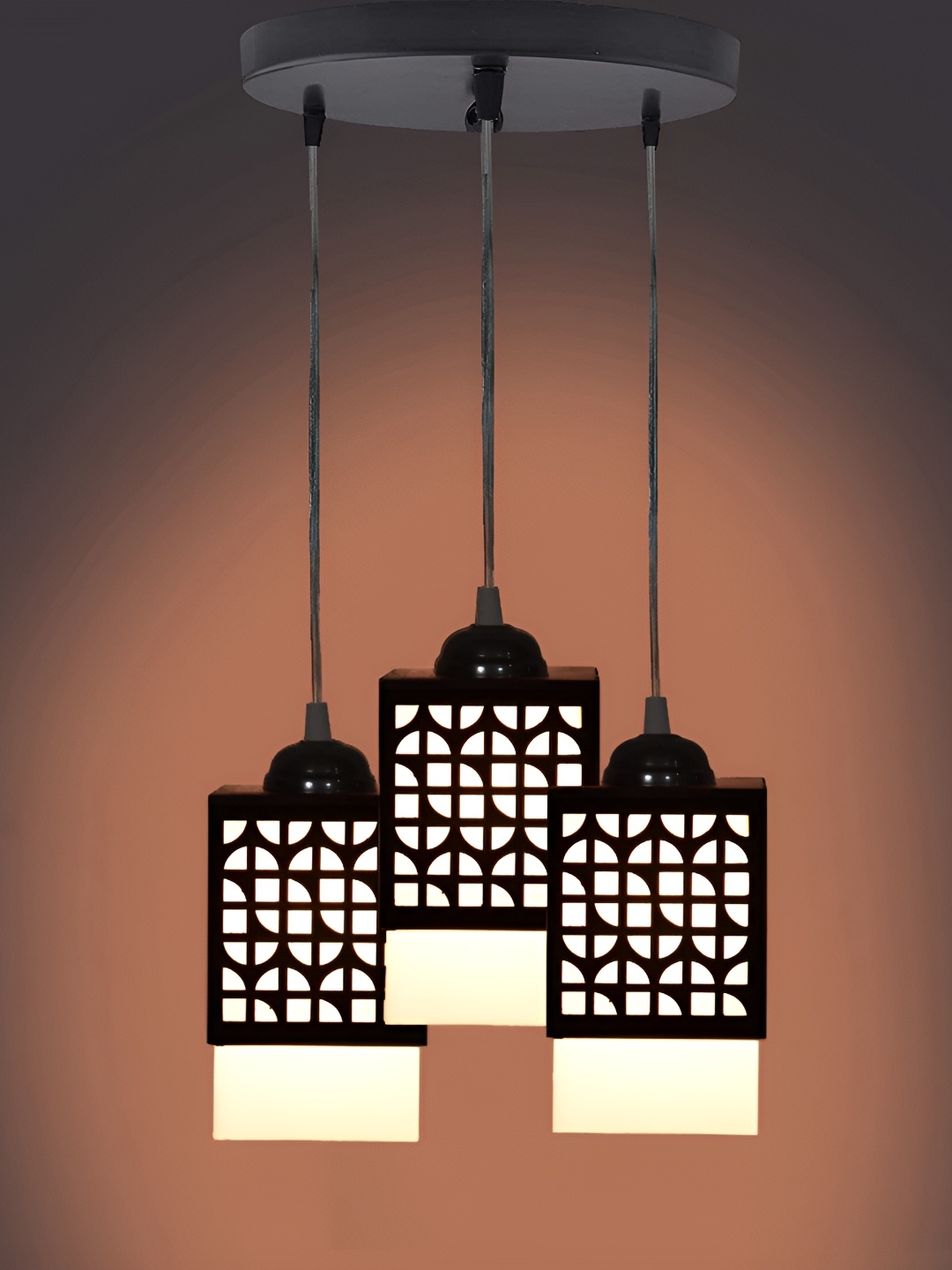 

Gojeeva Black & White Textured Wooden Square Shaped Wall Lamp