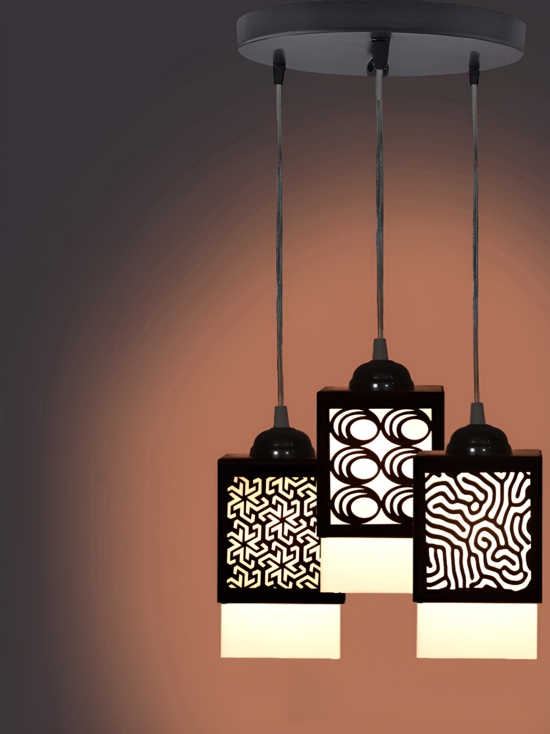 

Gojeeva Black & White Textured Wooden Square Shaped Wall Lamp