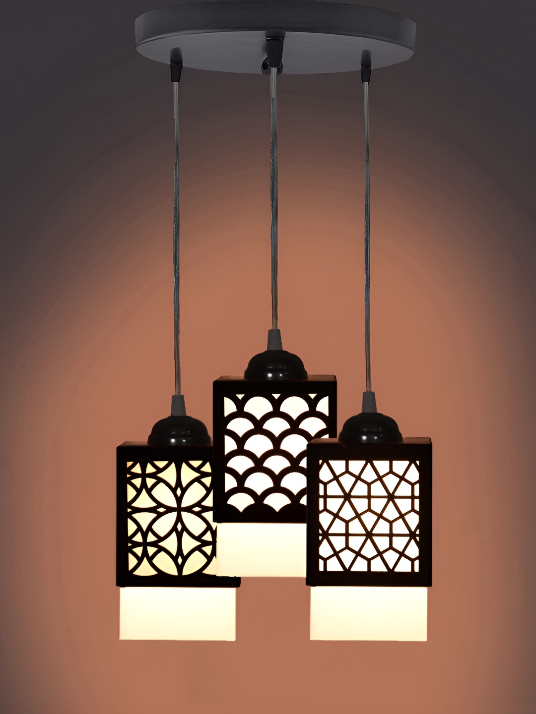 

Gojeeva Black & White Textured Wooden Square Shaped Wall Lamp