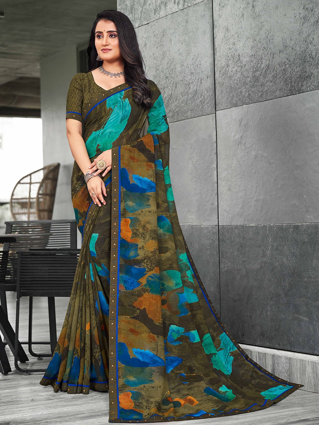 

Laxmipati Printed Saree, Green