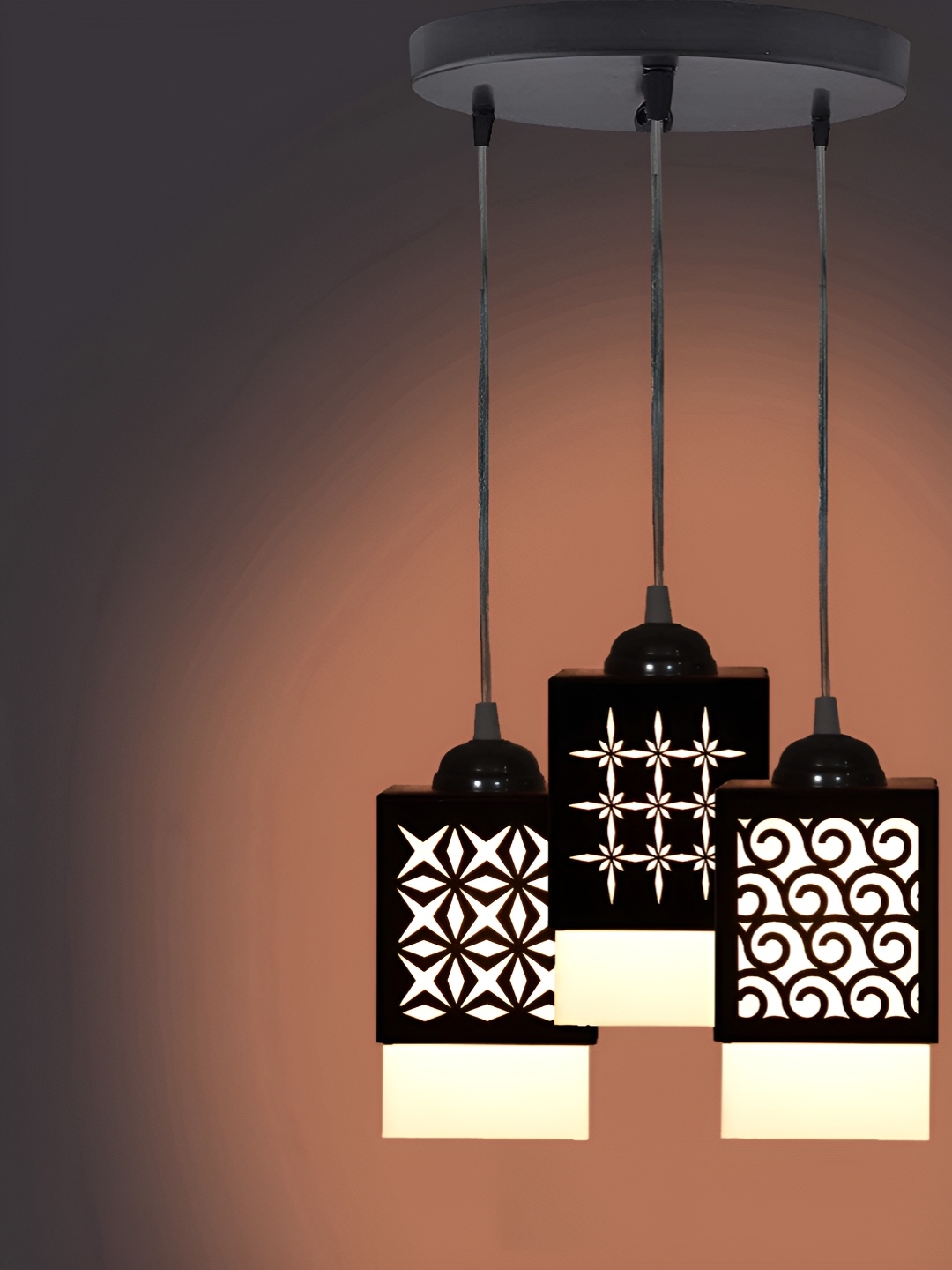 

Gojeeva Black & White Textured Wooden Square Shaped Wall Lamp