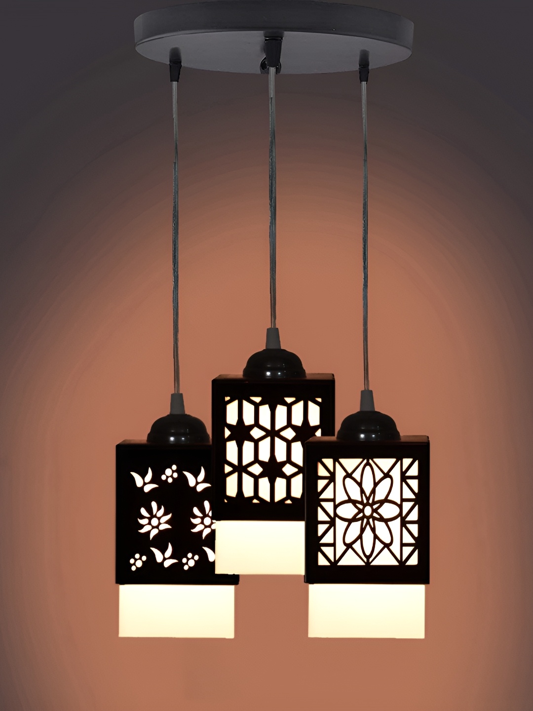 

Gojeeva Black & White Textured Wooden Square Shaped Wall Lamp