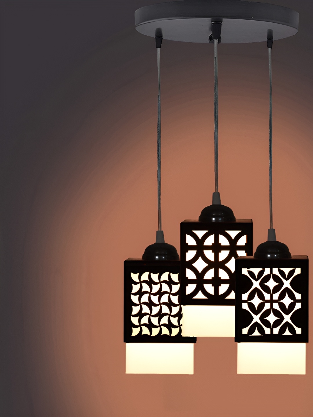 

Gojeeva Black & White Textured Wooden Square Shaped Wall Lamp