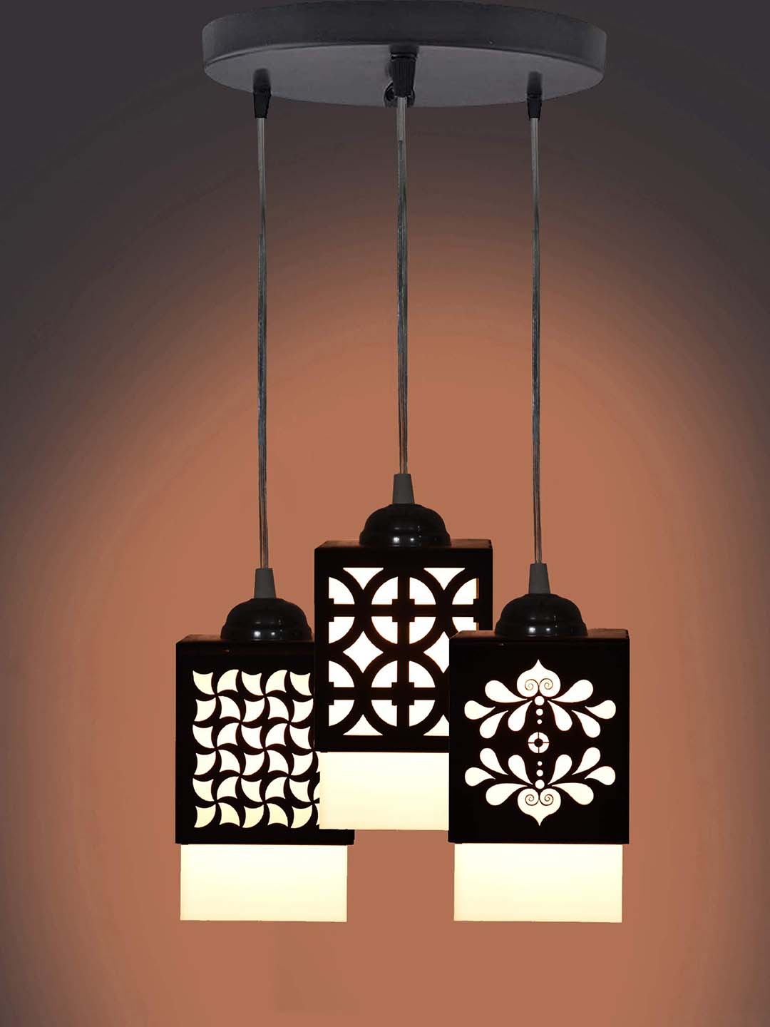 

Gojeeva Black & White Textured Wooden Square Shaped Wall Lamp