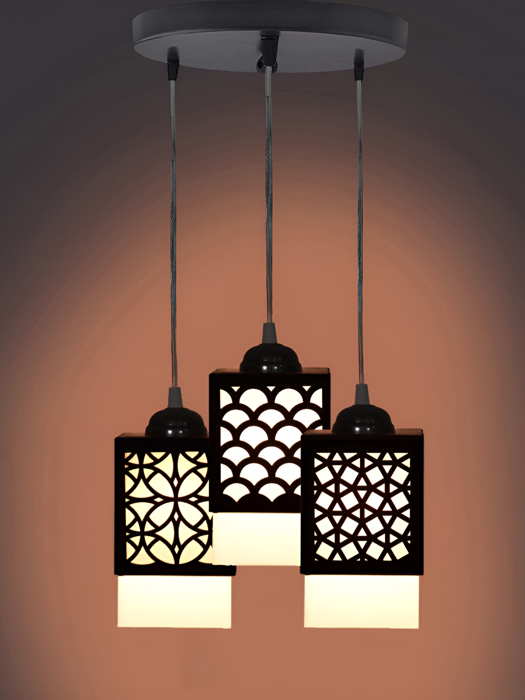 

Gojeeva Black & White Textured Wooden Square Shaped Wall Lamp
