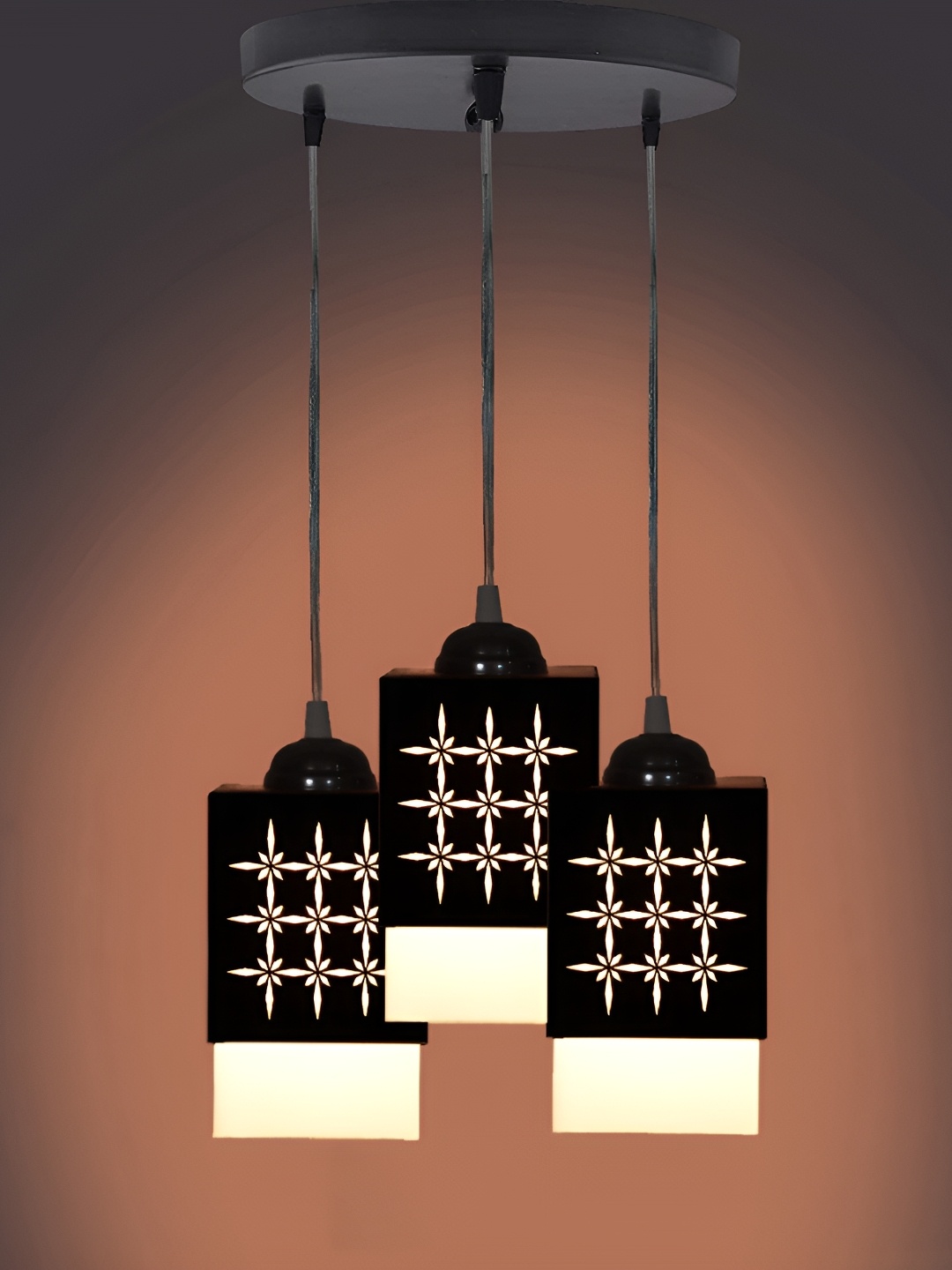 

Gojeeva Black & White Textured Wooden Square Shaped Wall Lamp