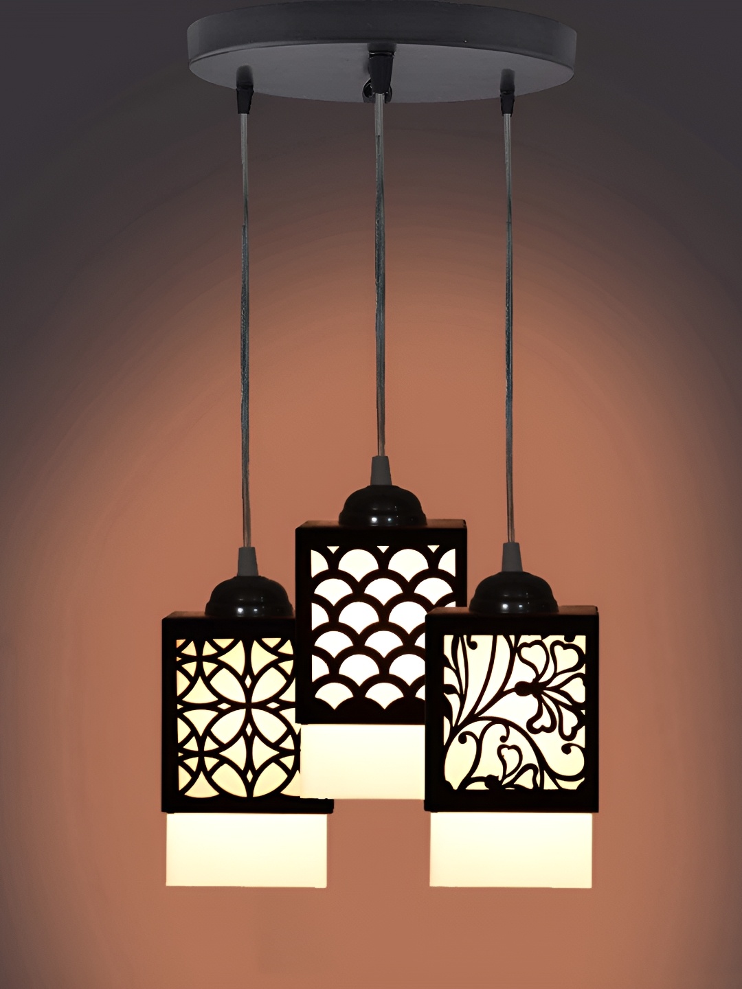 

Gojeeva Black & White Textured Wooden Square Shaped Wall Lamp