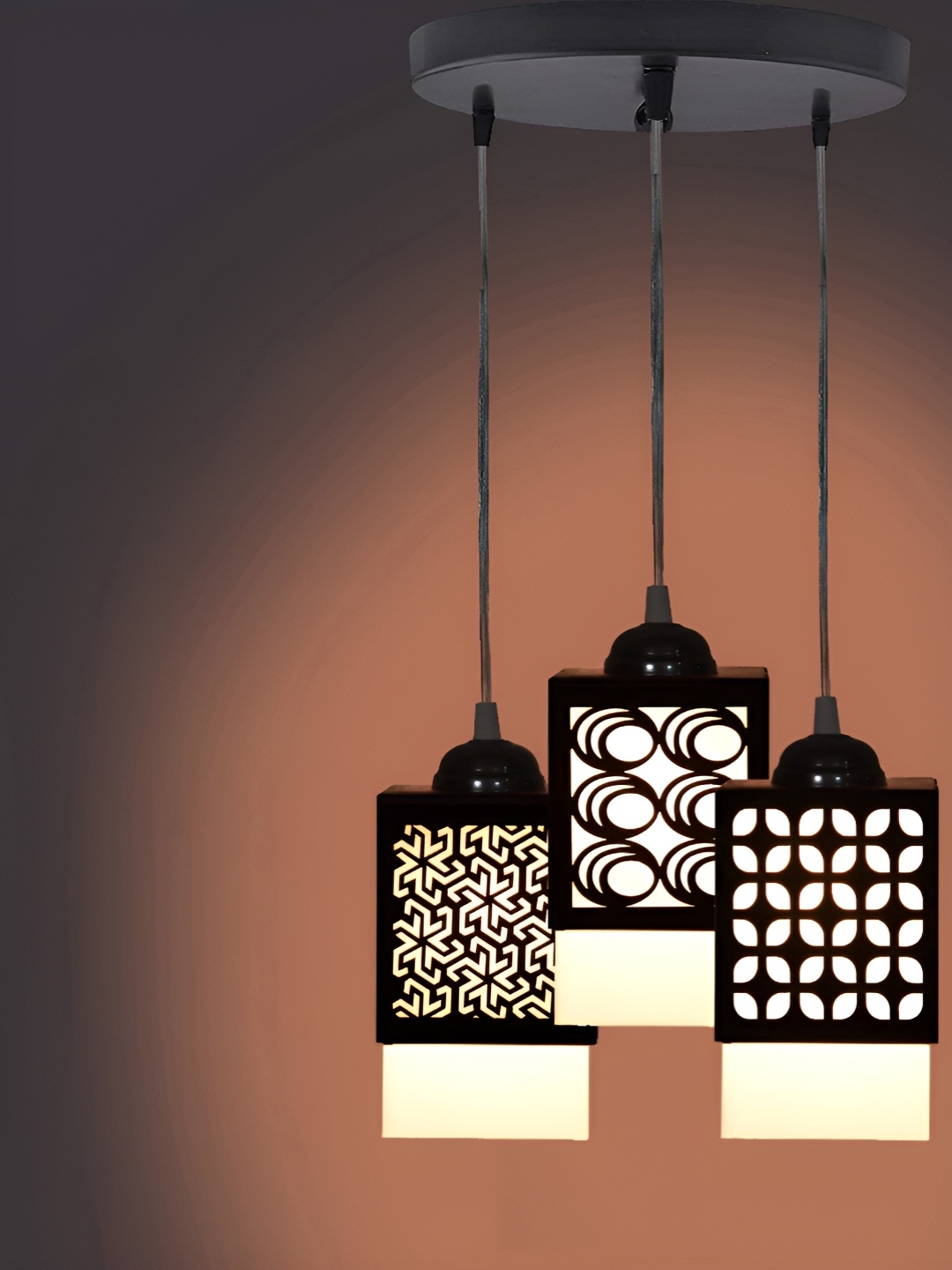 

Gojeeva Black & White Textured Wooden Square Shaped Wall Lamp