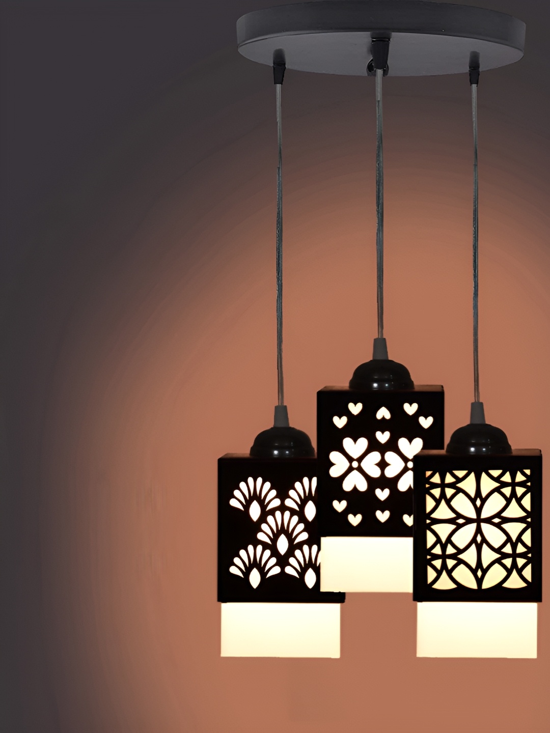 

Gojeeva Black & White Textured Wooden Square Shaped Wall Lamp