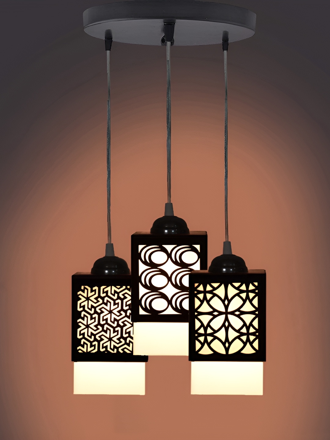 

Gojeeva Black & White Textured Wooden Square Shaped Wall Lamp