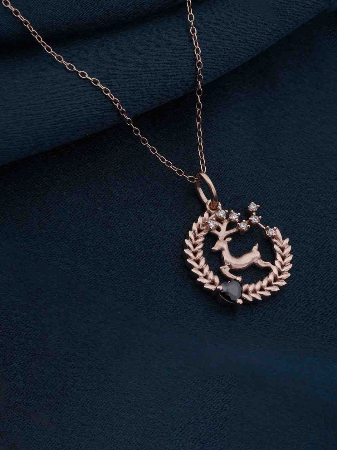 

Zalkari Rose Gold-Plated Sterling Silver Cubic Zirconia Deer Style Pendant