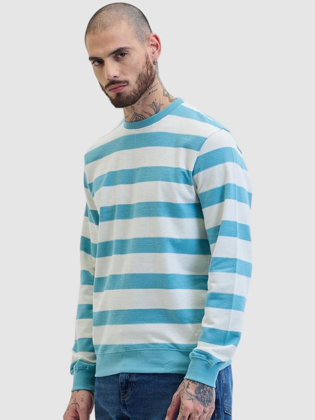 

Snitch Men Striped Pullover Sweater, Blue