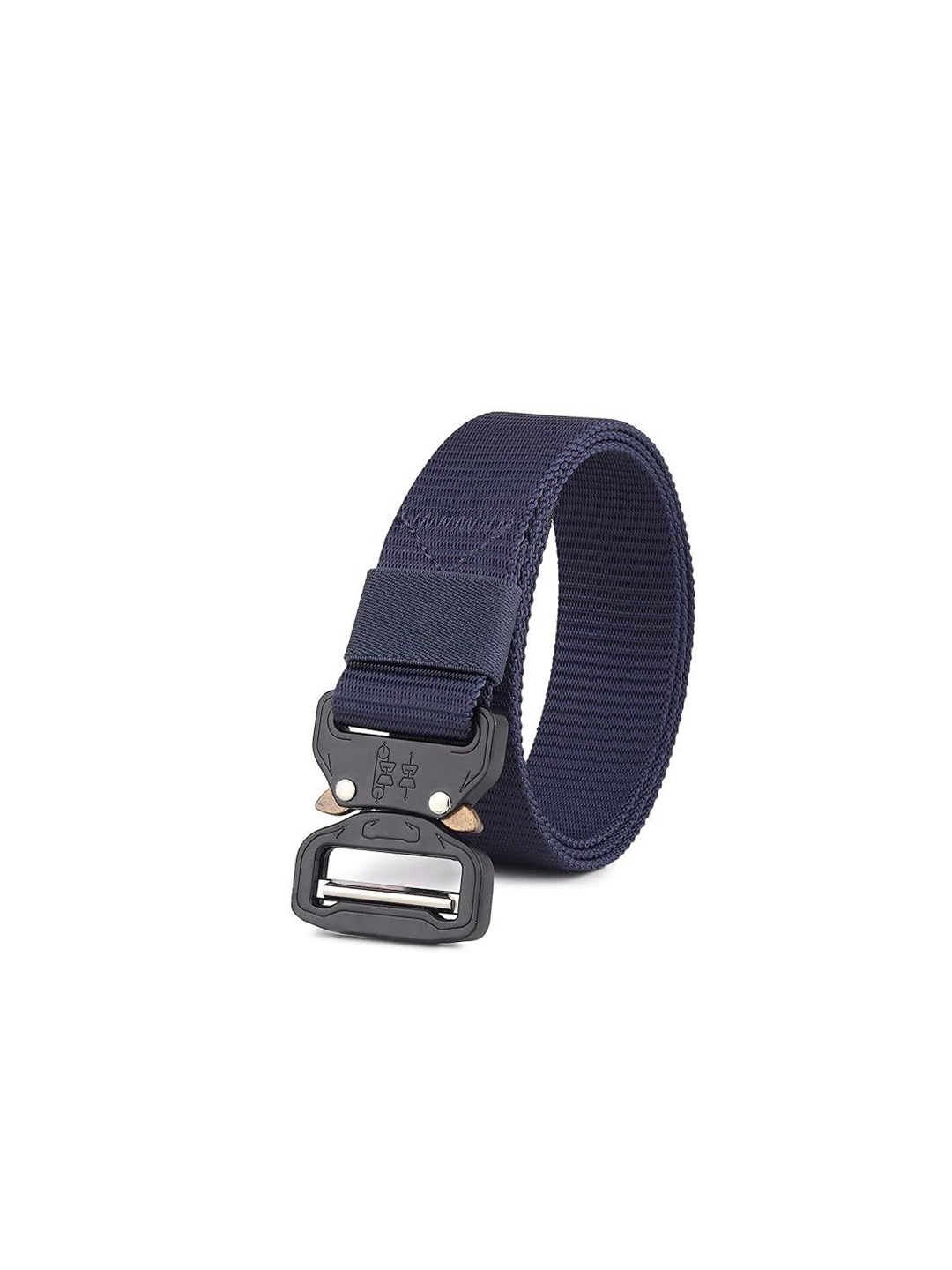 

Style Shoes Men Textured Slider Buckle Belt, Blue