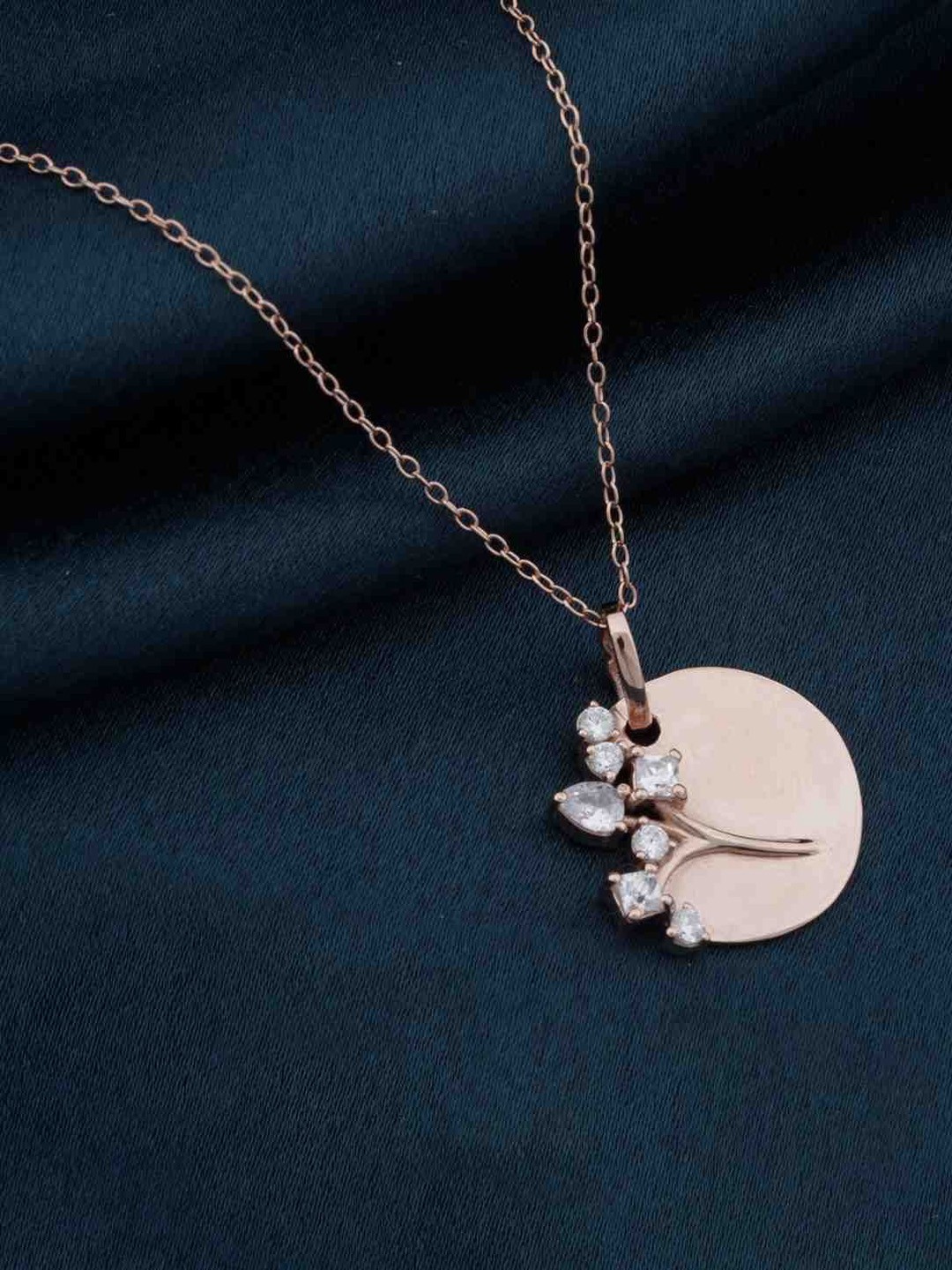 

Zalkari Sterling Silver CZ Studded Circular Family Tree Shaped Pendant, Rose gold