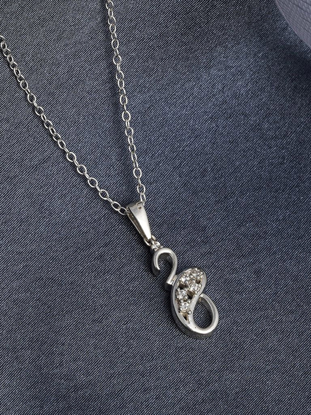 

Zalkari Sterling Silver Rhodium-Plated CZ-Studded Elite Infinity Solitaire Pendant