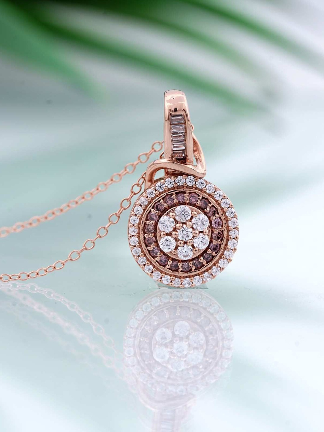 

Zalkari Sterling Silver Rose Gold-Plated Cubic Zirconia-Studded Cluster Pendant