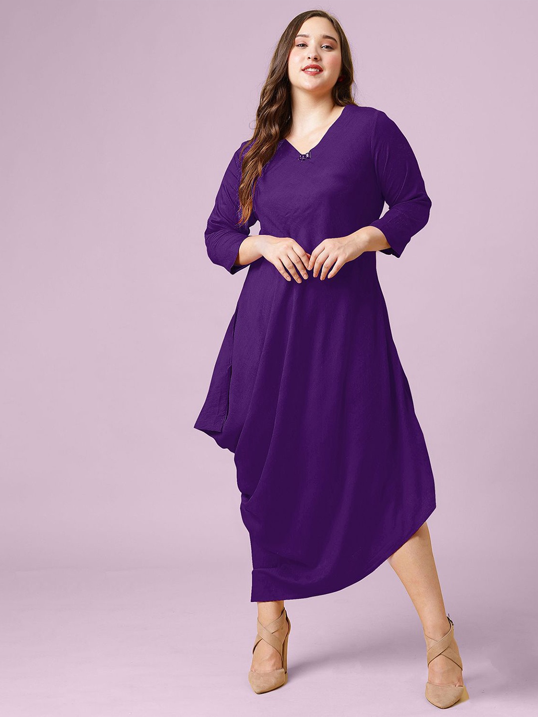 

Curvy Lane Women V-Neck Maxi Dress, Purple