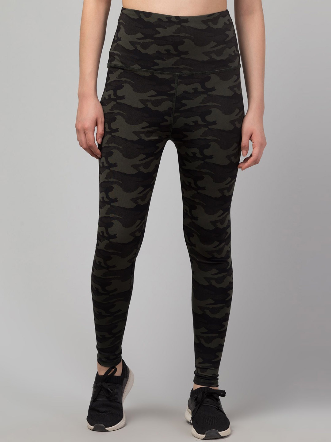 

CKARFE Women Printed High-Rise Dry-Fit Sports Tights, Green