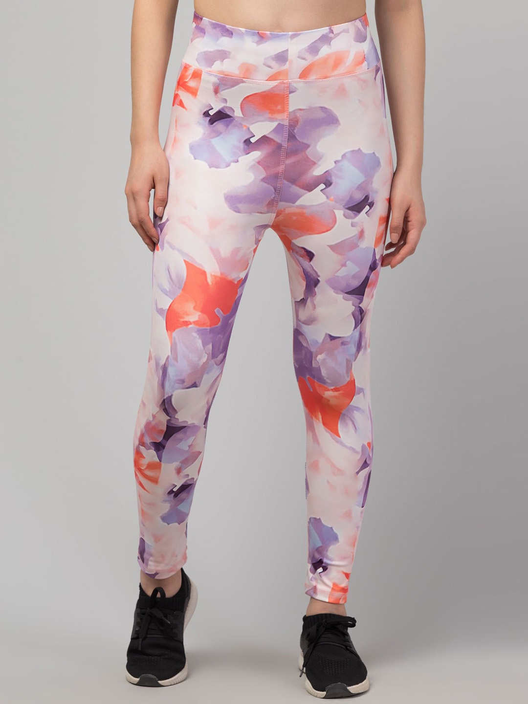 

CKARFE Women Printed High-Rise Dry-Fit Sports Tights, Purple