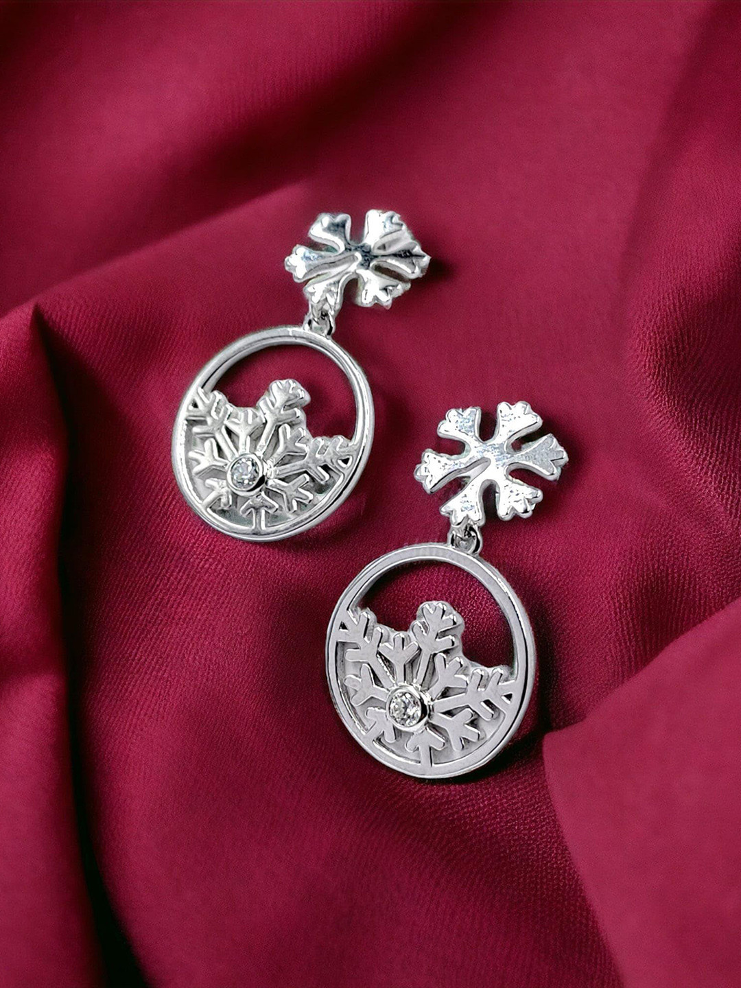 

AMONROO 925 Sterling Silver Rhodium-Plated Artificial Stones Contemporary Drop Earrings