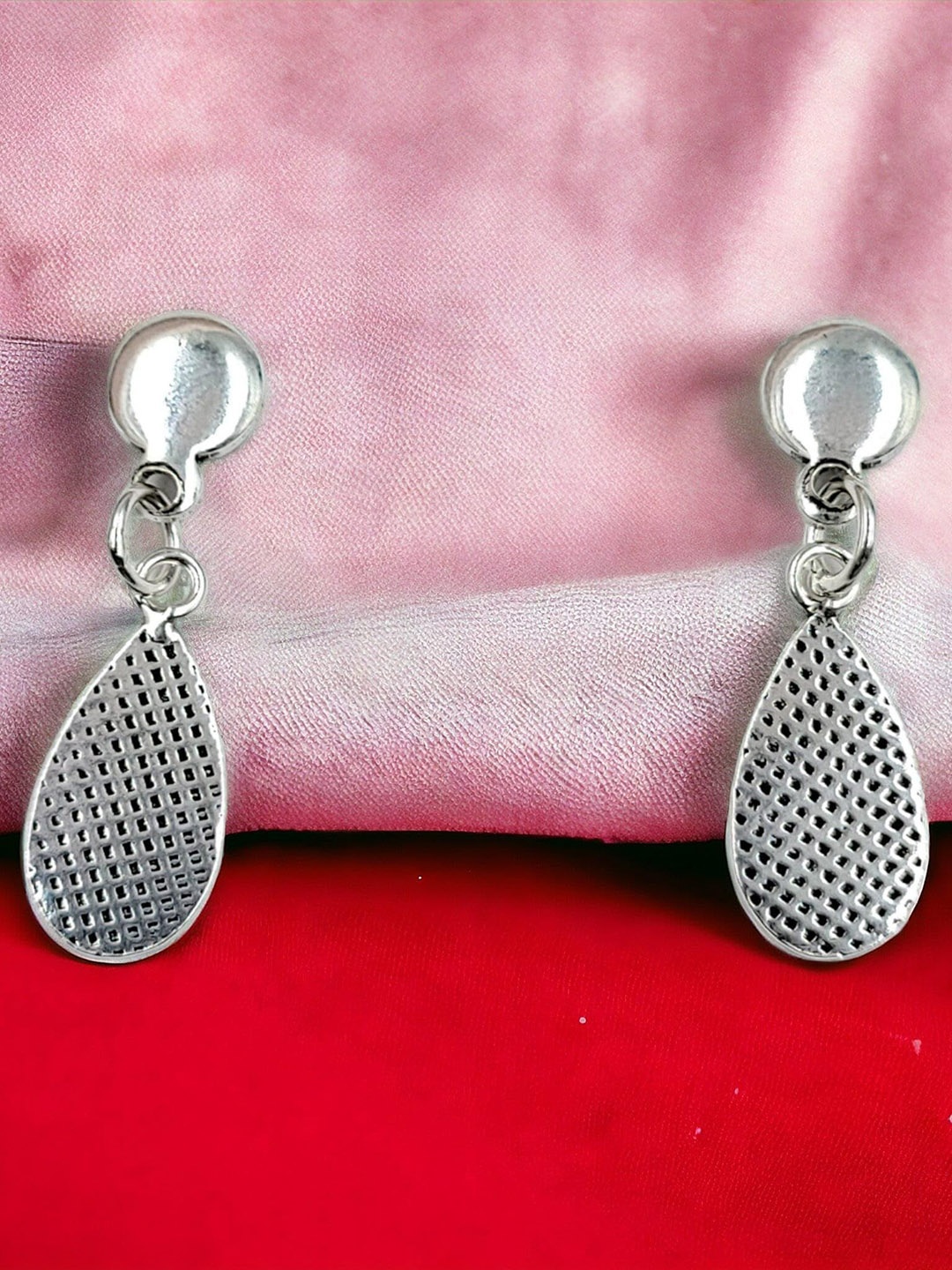 

AMONROO 925 Sterling Silver Rhodium-Plated Teardrop Shaped Drop Earrings