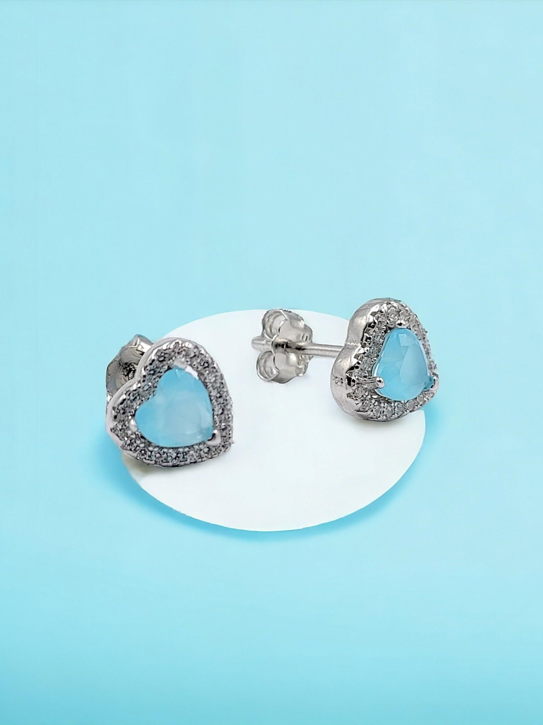 

AMONROO Sterling Silver Rhodium-Plated Cubic Zirconia Stones Studded Drop Earrings