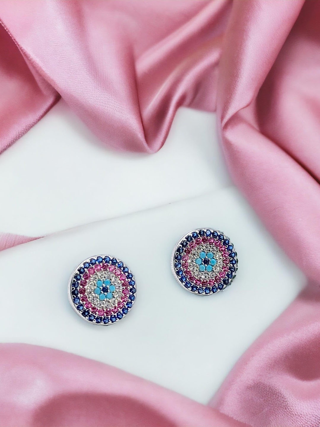 

AMONROO 925 Sterling Silver Rhodium-Plated Cubic Zirconia Circular Shaped Studs