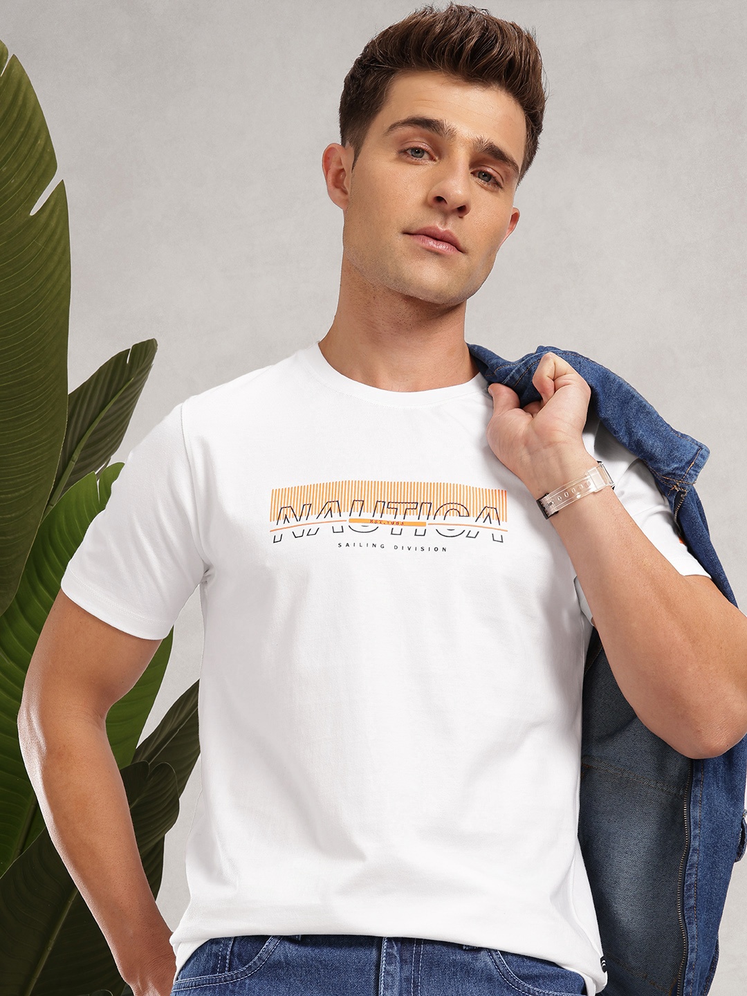 

Nautica Brand Logo Printed Pure Cotton T-shirt, White