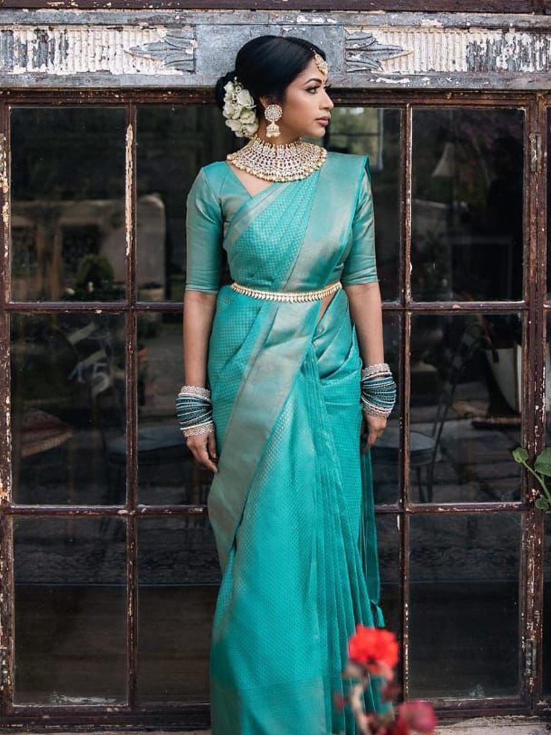 

ZIBLON Woven Design Zari Banarasi Saree, Blue
