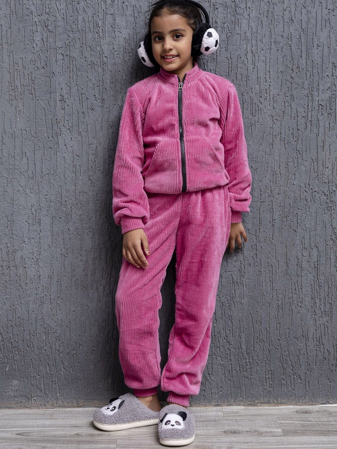 

BAESD Girls Pure Wool Sweatshirt And Joggers, Pink