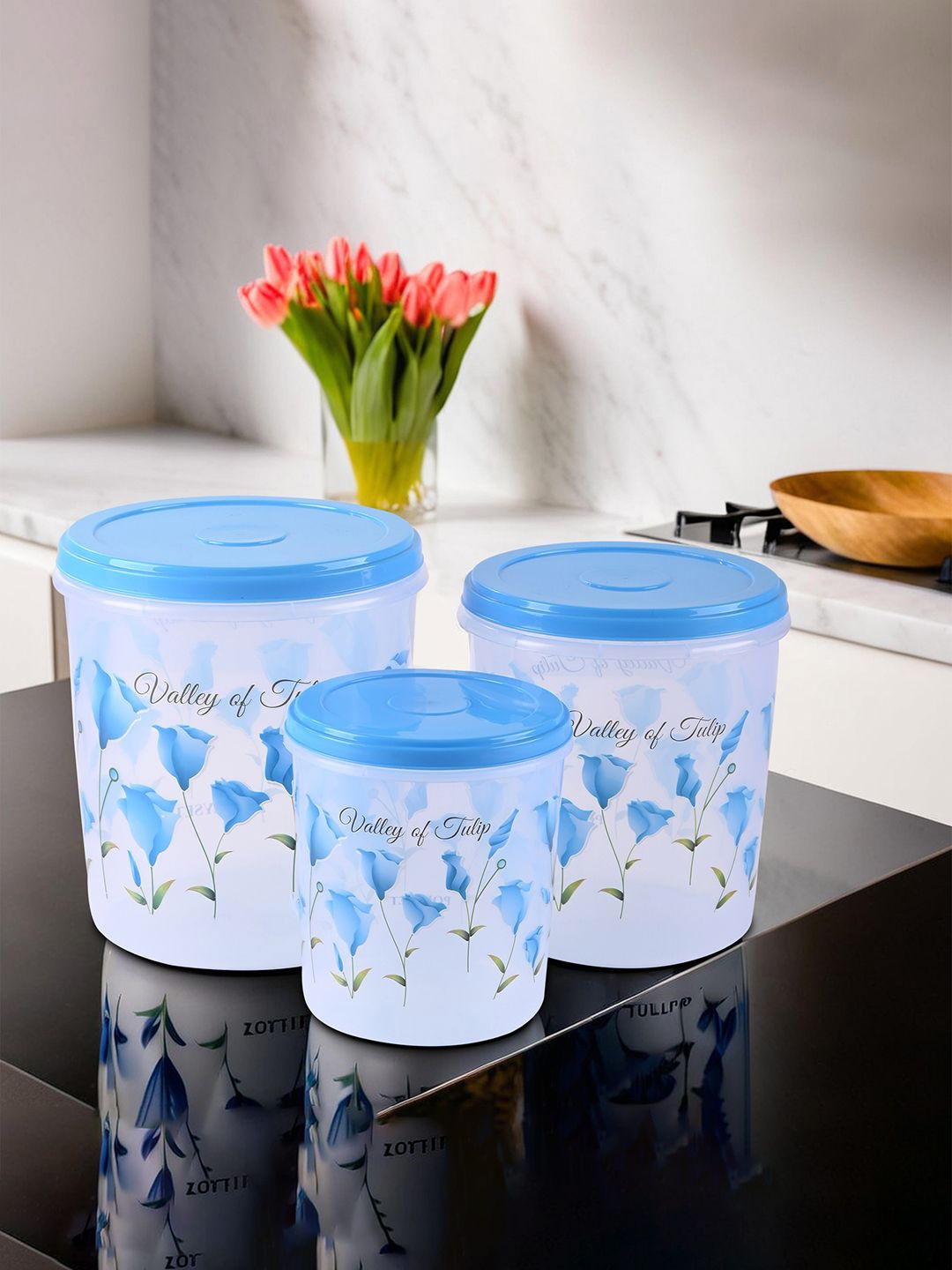 

Kuber Industries Blue & Transparent 9 Pieces Air Tight Container