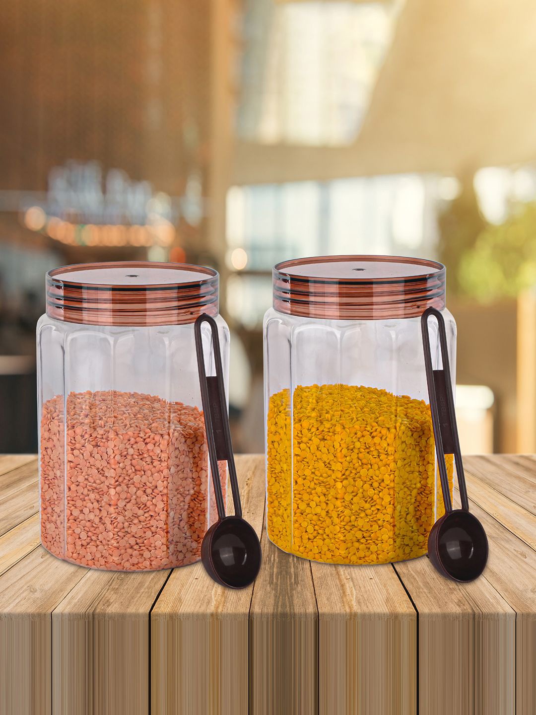 

Kuber Industries Brown & Transparent 12 Pieces Container With Spoons