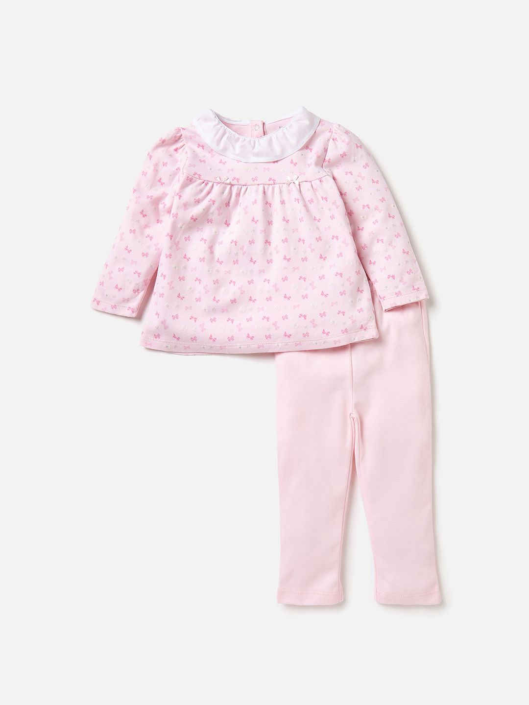 

Juniors by Babyshop Girls Printed Pure Cotton Top with Trouser, Pink