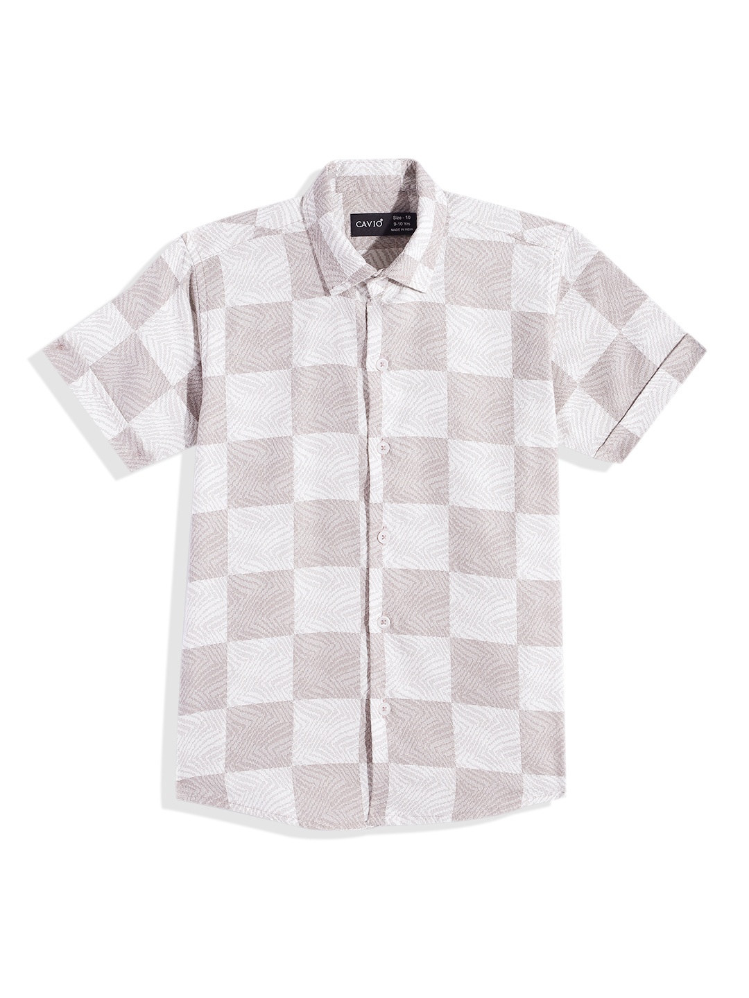 

CAVIO Boys Comfort Checked Pure Cotton Casual Shirt, White