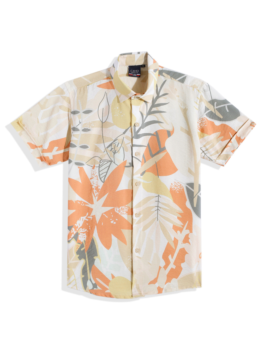 

CAVIO Boys Comfort Floral Printed Casual Shirt, Orange