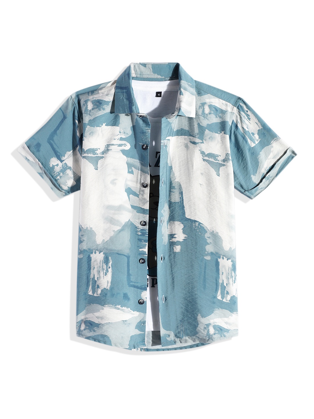 

CAVIO Boys Comfort Abstract Printed Casual Shirt with Graphic Printed Tshirt, Teal