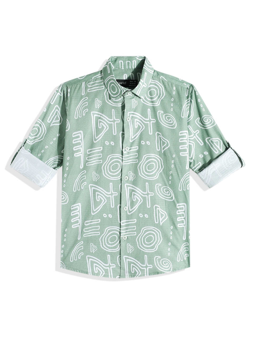 

CAVIO Boys Comfort Printed Pure Cotton Casual Shirt, Green