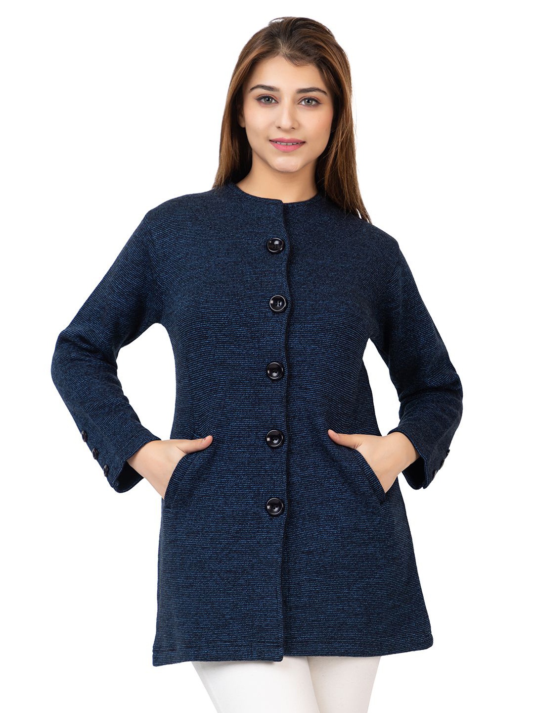 

TWENTY ME Women Striped Self Design Cardigan, Navy blue