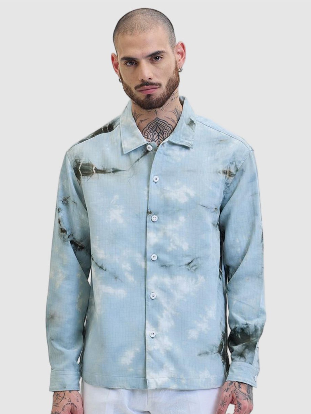 

Snitch Men Relaxed Boxy Abstract Printed Casual Shirt, Blue