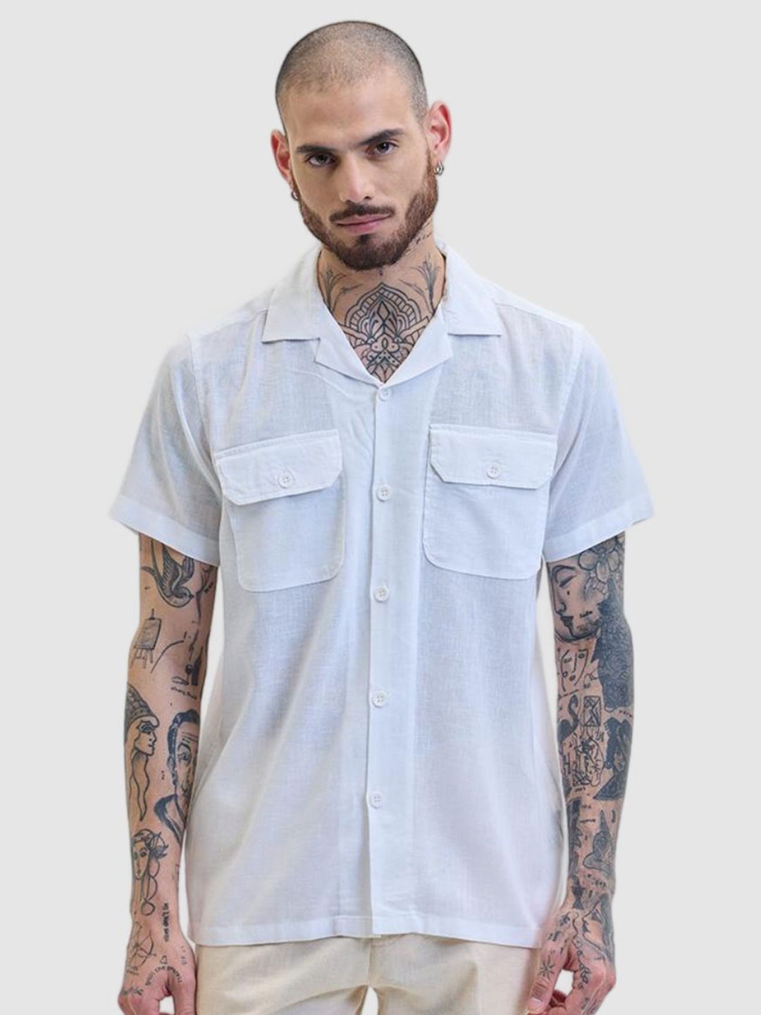 

Snitch Men Relaxed Boxy Solid Casual Shirt, White